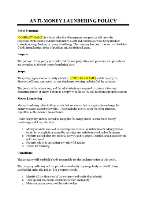 AML Policy .